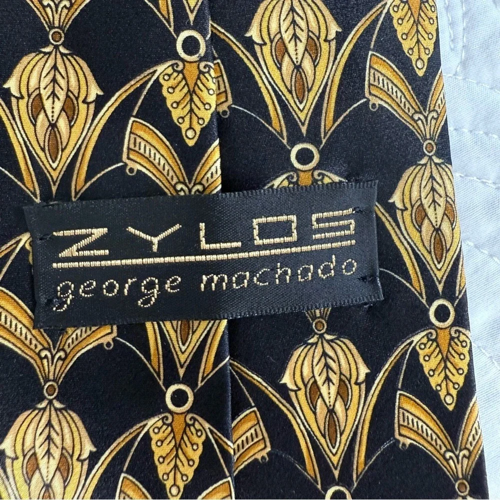 Zylos George‎ Machado Silk Set of 4 Ties Black, Red, Gold Patterns Men's EUC